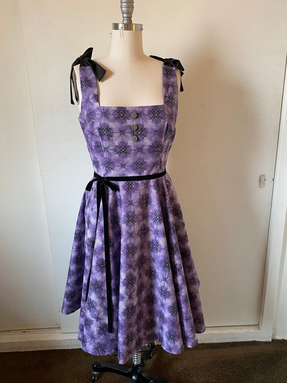 Gothic Retro Inspired Fit and Flare Purple Wallpaper Print Dress - Etsy