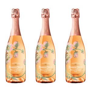 Perrier Jouet Belle Epoque Rose Champagne Bottles: Hand-Painted Floral Display (Empty)