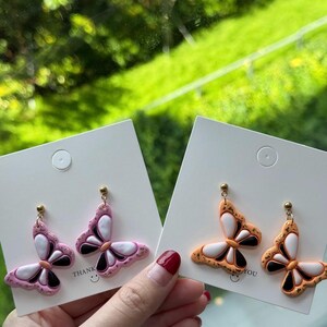 Handmade Monochrome Butterfly Polymer Clay Earrings, Boho Statement Confetti Earrings, Nature Inspired Jewelry, Summer Spring Accessories
