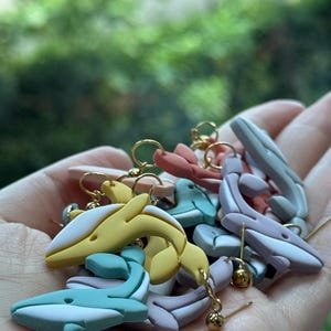 Handmade Whale Polymer Clay Earrings – Beach Jewelry, Shimmery Whale Ocean-Inspired Resin Dangles Studs, Summer Coastal Nautical Accessories