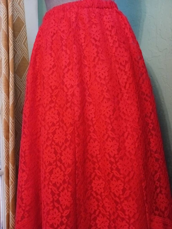 XL 1970's vintage red lace skirt - image 7