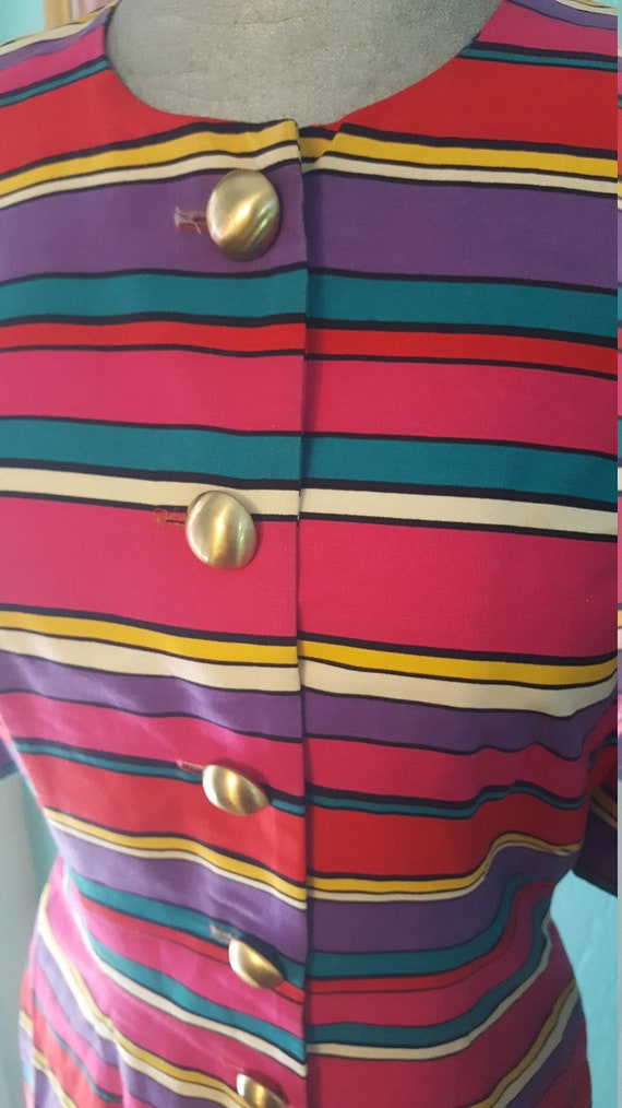 Small Vintage Kate Warner rainbow stripped dress - image 6