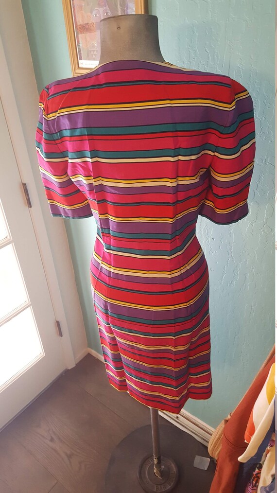 Small Vintage Kate Warner rainbow stripped dress - image 3