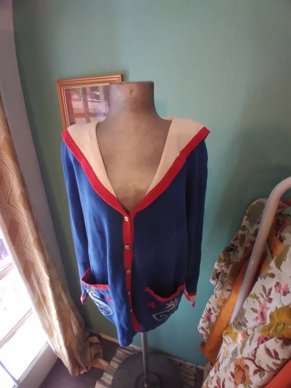 Large to Extra Large Bob Mackie sailor sweater cos