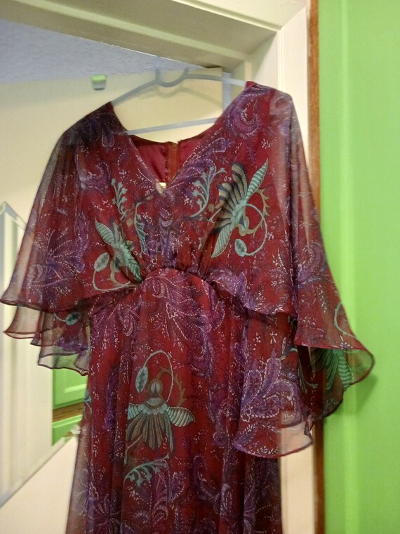 1970s Reversible Blue Floral Tapestry Cape