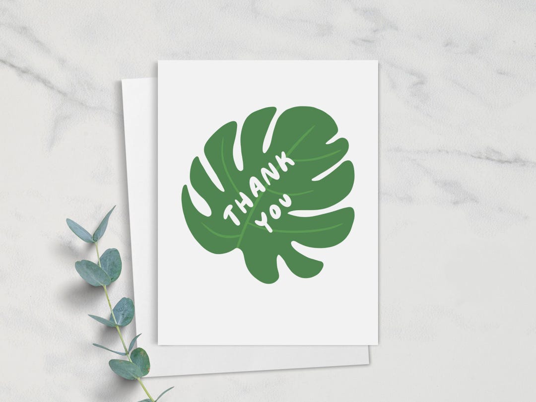 Monstera Leaf Thank You Card | House Plant Appreciation | A2 Handmade ...