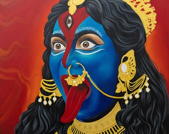 Kali Maa Art Print: 32x32 Hindu Goddess Canvas, Divine Feminine