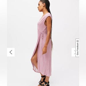 Urban outfitters pink and purple gingham cross over sleeveless wrap dress sz Lg afbeelding 2