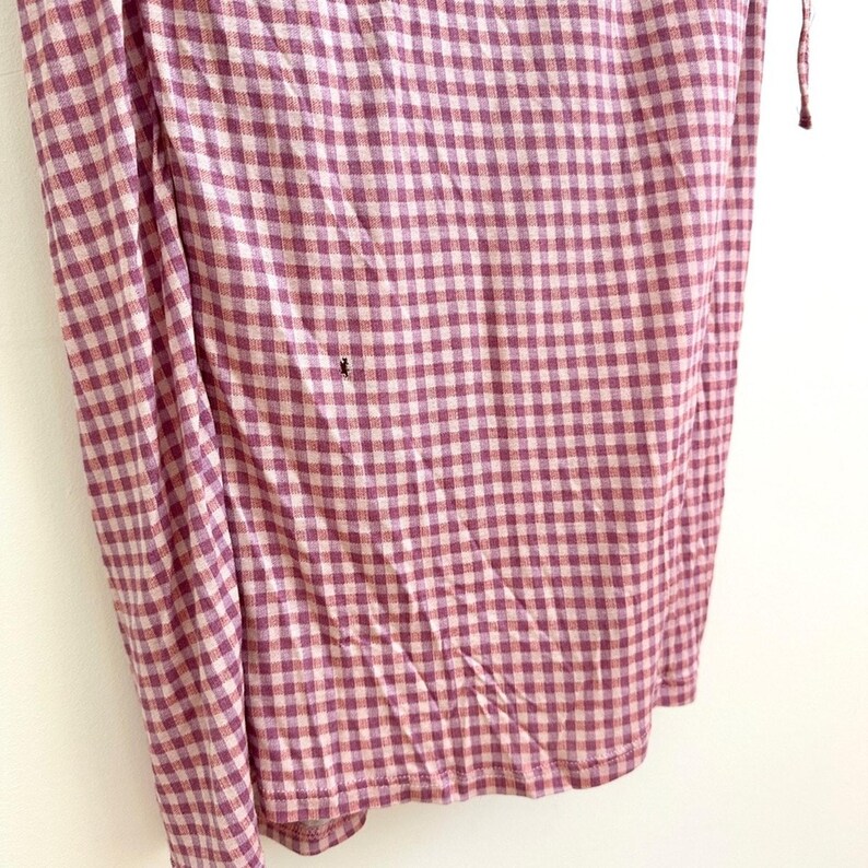 Urban outfitters pink and purple gingham cross over sleeveless wrap dress sz Lg afbeelding 8