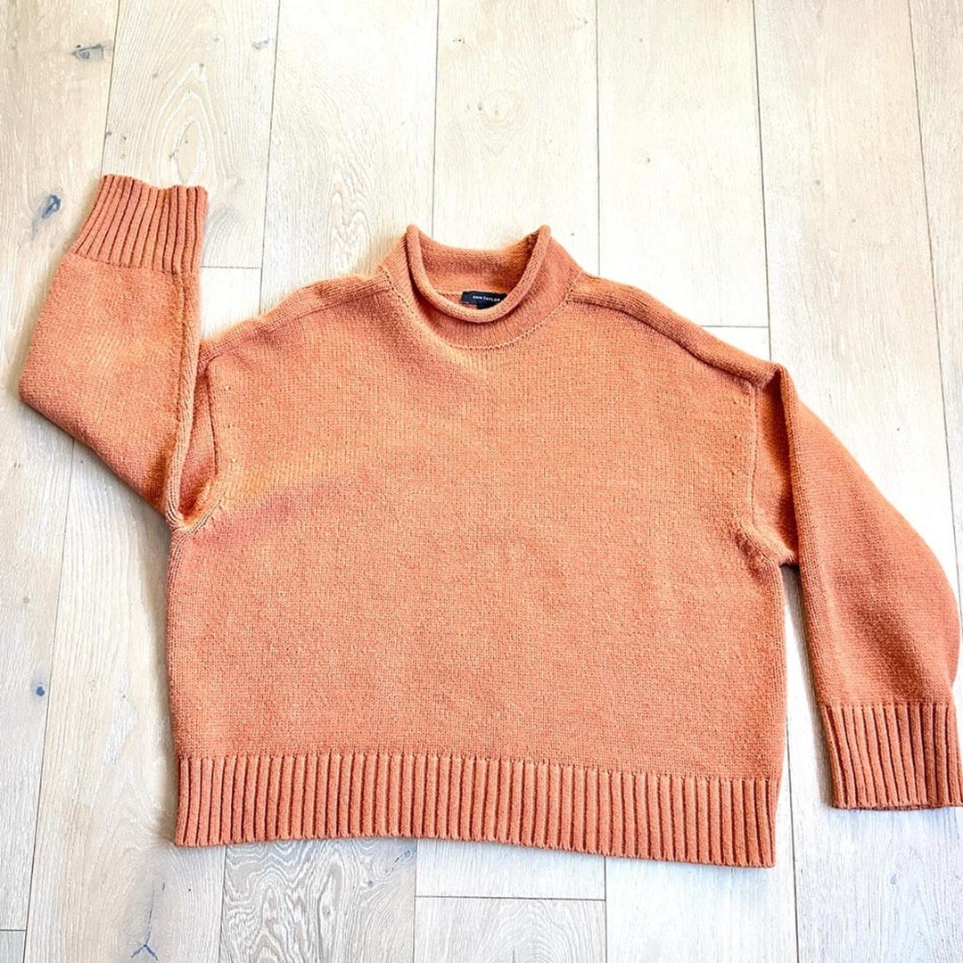 90s Cozy Ann Taylor Coral Orange Rollneck Pull Over Rust Sweater XL - Etsy