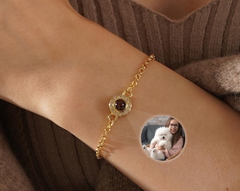 Custom Photo Projection Bracelet, Personalized Picture Inside Bracelet, Minimalist Pet Memorial Jewelry, Bracelet for Women, Birthday Gift