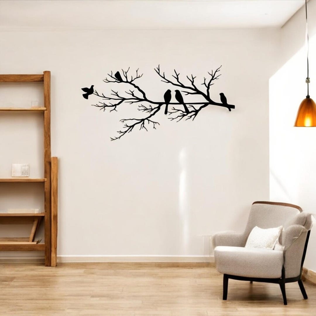 Metal Wall Decor Birds on Branch Metal Birds Wall Art Living Room Wall ...