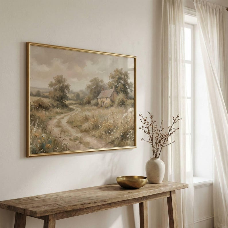 Vintage Wildflower Cottagecore Wall Art, French Country Farmhouse Decor ...