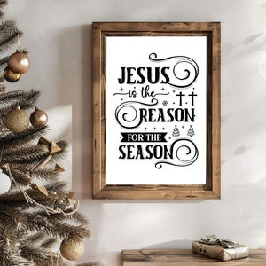 Jesus Is the Reason for the Season Christmas Printable Wall Art | Modern Christian Christmas Decor | Religious Instant Download Art