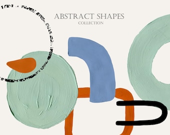 Abstract shapes clipart, gouache png.