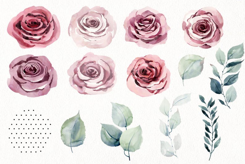 Watercolor Floral Clipart Set, Wedding Flowers PNG, Rose Alphabet ...
