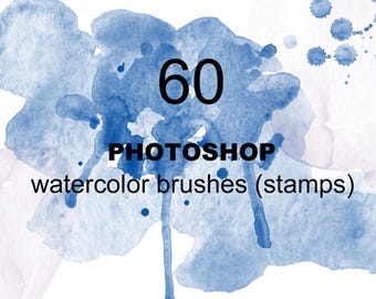 60 aquarel PHOTOSHOP stempelpenselen, aquarelpenselen spatten, aquareltexturen.