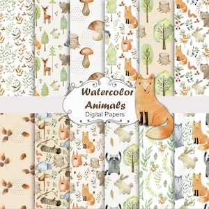 Animali della foresta, modelli senza soluzione di continuità, carta digitale, scrapbooking, cameretta dei bambini.