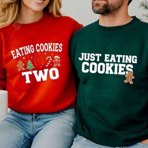 Eating Christmas Cookies For Two,Couples Christmas Pregnancy Announcement Shirt,Maternity Christmas Tee,Baby Reveal Sweat,Pregnant Christmas