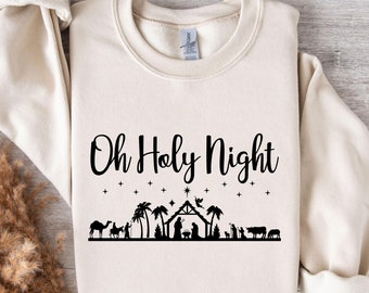 Oh Heilige Nacht Sweat, Geschenk für Weihnachten, Jesus Christus Sweat Frohe Weihnachten Sweat, Heilige Nacht Sweat, Weihnachtssweat, Christlicher Sweat