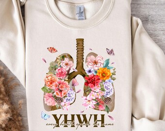 YHWH Sweatshirt, Yahweh Sweat, Floral Christian Sweat, Floral Lungs, Flower Lungs, Christian Sweat, YHWH Breathe, Womens Faith Sweat Tee