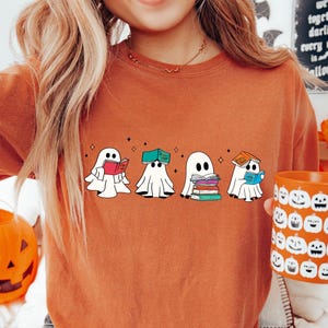 Comfort Colors® Ghost Reading Shirt, Bookish Ghost Shirt, Book Reader Ghost, Halloween Shirt, Book Ghosts T Shirt, Halloween T Shirt