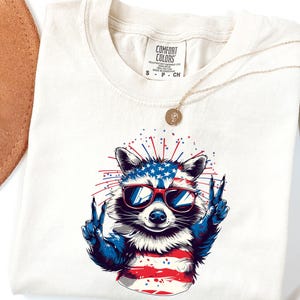 Chemise patriotique Comfort Colors® de raton laveur, chemise 4 juillet, jolie chemise raton laveur, chemise 4 juillet, chemise patriotique américaine, fête de l'indépendance