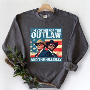 Koszulka, bluza z kapturem, bluza z kapturem z napisem „Głosuję na banitę i wieśniaka 2024”, styl vintage, wybory 2024, bluza wyborcza, wybory Trumpa