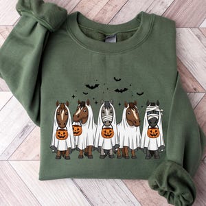 Horse Ghost Sweatshirt, Halloween Sweatshirt, Horse Lover Gift, Cute Ghost Hoodie, Spooky Horse Sweater, Western Halloween, Pumpkin Sweat
