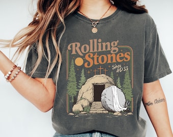 Comfort Colors® Christian Easter Rolling Stones Shirt, Retro Easter ,Christian Jesus Shirt ,Vintage Since AD 33 Shirt, Jesus Christian Shirt