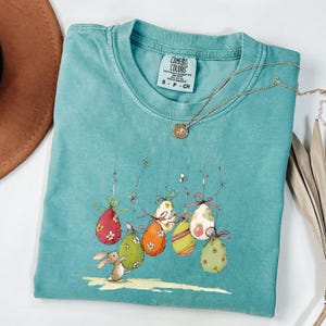 Easter Bunny Shirt Watercolor Easter Eggs Shirt Spring Bunny T Shirt Festive Easter Tee, Easter Gift for Women Pastel Easter Shirt