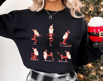 Funny Santa Yoga Sweat, Yoga Lover Xmas Gift, Xmas Santa Sweat, Gift For Yogi Sweat, Cute Tee Gifts, Xmas Yoga Sweatshirt,Funny Santa  Sweat