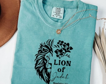 Comfort Colors®Lion of Judah T-Shirt,Catholic Shirt,Jesus Loves You , Bible Verse Shirt, Christian Shirt, Christian Apparel, Christian Gifts