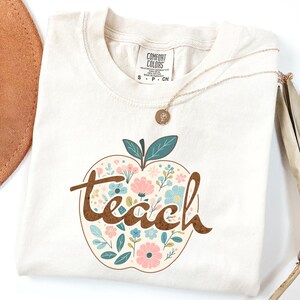 Comfort Colors® Teacher Apple Shirt, Leopard Apple Teacher Shirt, Teacher Appreciation T Shirt, First Day of School, Teacher Life Shirt