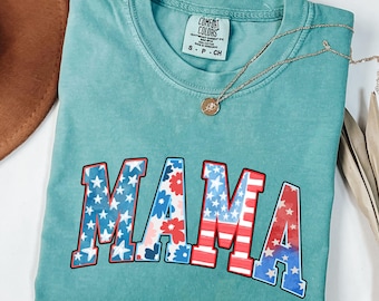 Comfort Colors® American Mama Shirt, Mama T-Shirt, Retro Mama America tee, 4th of July T-Shirt, American Mama, Memorial Day Shirt, USA Shirt