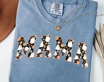 Comfort Colors® Halloween Mama Shirt, Mom Halloween Shirt, Spooky Mama Shirt, Mama Halloween, Cute Ghost Shirt, Floral Ghost Shirt