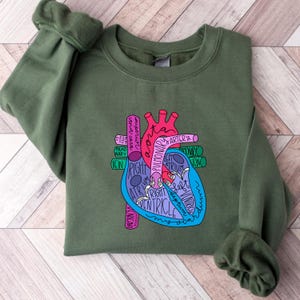 Heart Anatomy Sweatshirt, Cardiac Nursing Gift, Nursing School Shirt, Medical School Student Shirt, Cardiologist Anatomical Heart Shirt