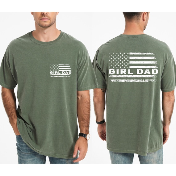 Comfort Colors® Girl Dad Shirt, American Flag Military Style Dad Tee