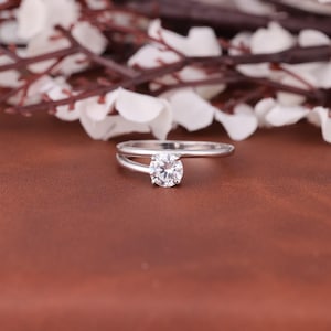1.96 CT Round Hearts and Arrows Colorless Moissanite Solitaire Engagement Ring, Six Prongs Wedding Ring, Anniversary Ring, Solid Gold Ring