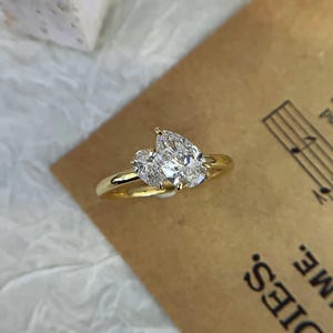 Toi Et Moi Ring, 1.00 TW  Pear Moissanite Ring, Two Stone Engagement Ring, Wedding Ring, Anniversary Gift For Her, Bridal Ring Gift For Her