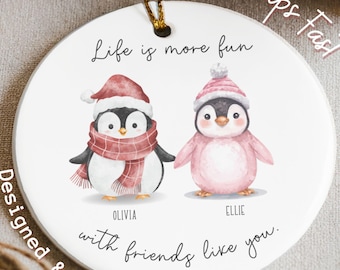 Gepersonaliseerde vriend kerstornament aandenken voor besties met aangepaste namen