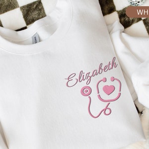 Custom Embroidery Nurse Shirt, Nurse Life Shirt, Embroidered Crewneck, Nurse Pullover, Nursing Sweatshirt, Medical Assistant Sweatshirt