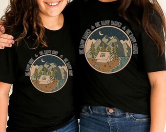 One Happy Camper-shirt, 1e verjaardag kampeeroutfit, Happy Camper eerste verjaardag T-shirt, familiekampshirt, aangepaste familiematching set papa