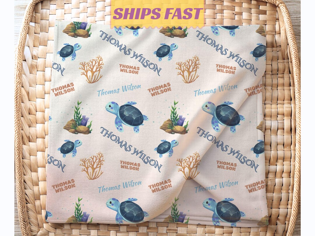 Personalized Sea Turtle Baby Blanket Custom Baby Name Sea Turtle ...
