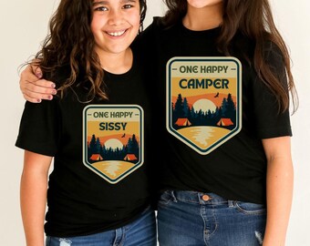 Maglietta "One Happy Camper", maglietta "Happy Camper First Birthday", abbigliamento da campeggio coordinato per tutta la famiglia, magliette personalizzate per il campeggio in famiglia, maglietta "Papà, Mamma e Bambino"