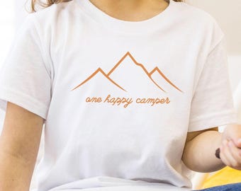 One Happy Camper-shirt, campingverjaardag voor peuter, eerste verjaardagshirt, T-shirts familie-uitje, bijpassende kampshirts voor familie, cadeau voor papa