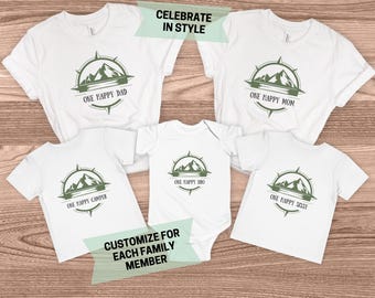 Maglietta "One Happy Camper", vestito per il primo compleanno del campeggiatore, maglietta per il compleanno in campeggio, magliette coordinate per la famiglia, mamma e io, maglietta "One Happy Daddy"