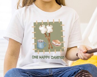 Maglietta "One Happy Camper", maglietta "Happy Camper First Birthday", abbigliamento da campeggio coordinato per tutta la famiglia, magliette personalizzate per il campeggio in famiglia, maglietta "Papà, Mamma e Bambino"