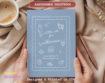 Custom Ocean Baby Shower Guest Book, Personalized Letters to Baby Journal, Sea Theme Baby Shower Keepsake, Wishes for Baby Sign In Book
