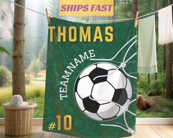 Personalized Soccer Blanket Soccer Team Gift Custom Name Blanket Senior Night Gift Graduation Gift Class of 2025 Gift for Grandson